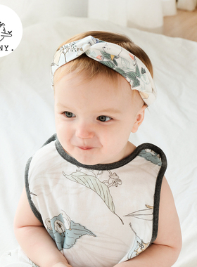 Griny格里尼婴儿发带儿童发饰简约成人头饰女竹棉纱布亲子头带