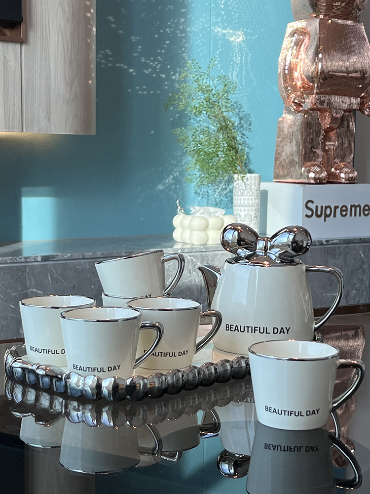 冷水壶套装家用客厅水杯具高级感陶瓷茶壶茶杯大容量凉水壶耐高温