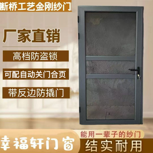 铝合金断桥铝工艺304金刚网纱窗门防蚊防鼠通风防盗定制入户农村