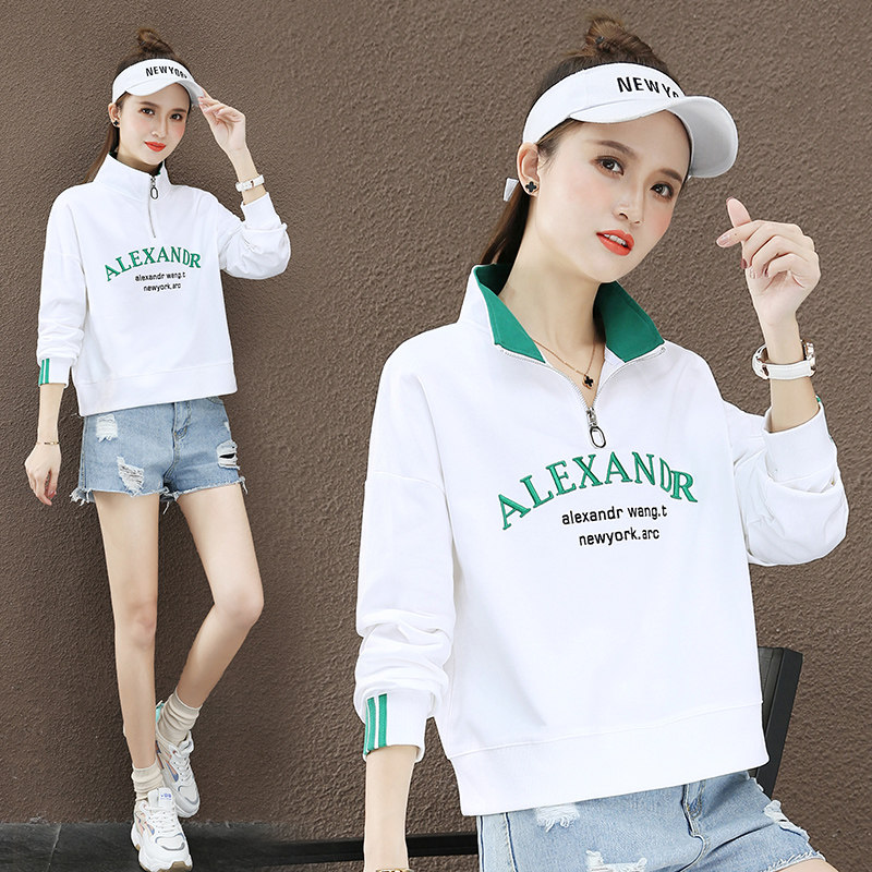 以纯官方旗舰店短款卫衣女2020初秋新款时尚学生外套宽松立领上衣