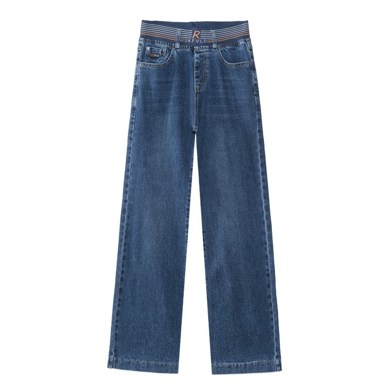 以纯官方旗舰店阔腿牛仔裤女春秋2020新款高腰女裤显瘦宽松直筒裤