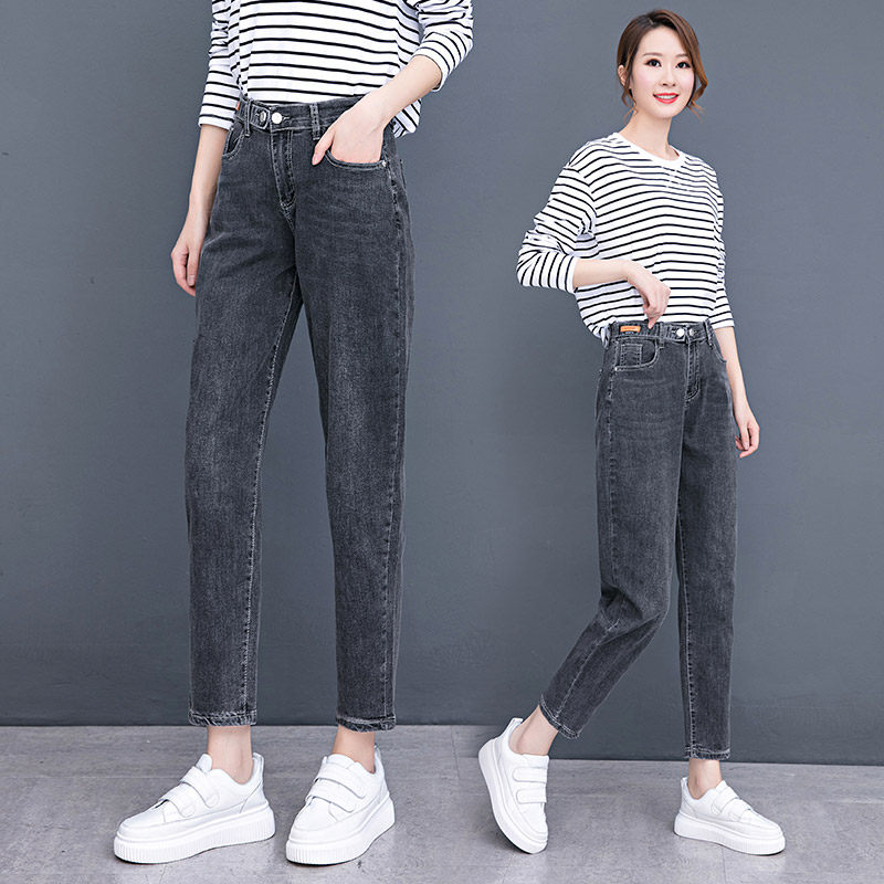 以纯官方旗舰店牛仔裤女长裤2020秋季新款宽松显瘦高腰时尚小脚裤