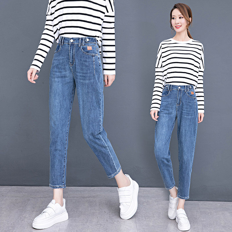 高腰牛仔裤女士秋季2020新款修身显瘦萝卜裤老爹裤以纯官方旗舰店