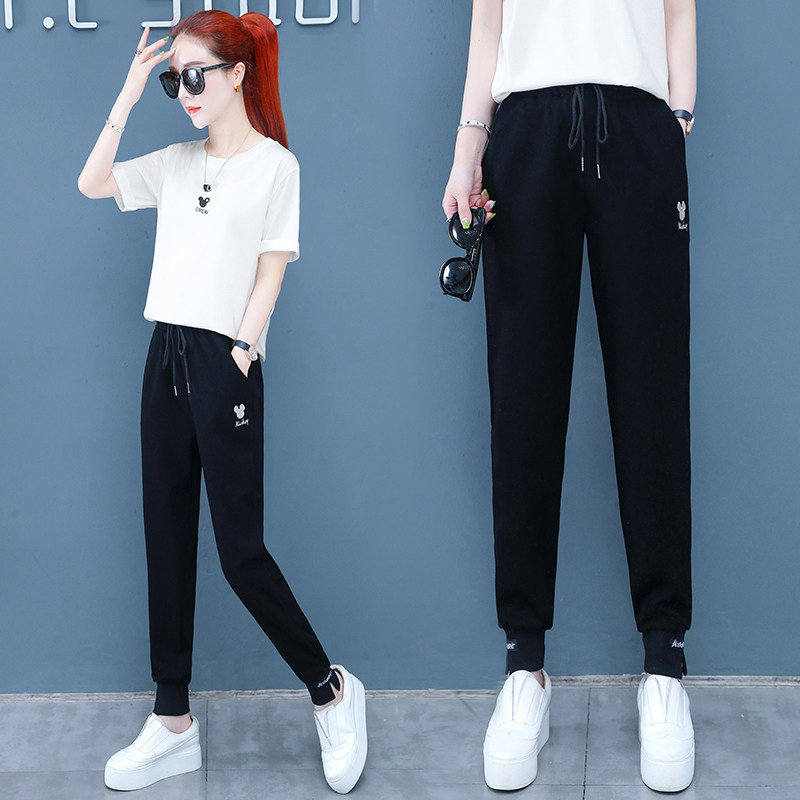 以纯官方旗舰店裤子女显瘦百搭新款运动裤宽松束脚高腰休闲萝卜裤