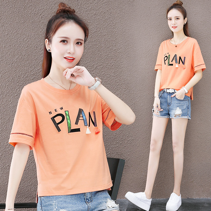 薄款短袖体恤女夏季2020新款欧贝妮女装短款上衣百搭半袖t恤以纯