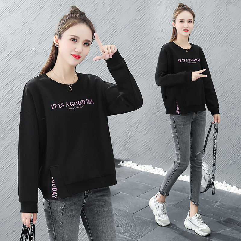 以纯官方旗舰店休闲套头卫衣女薄款外套2020早秋新款宽松短款上衣