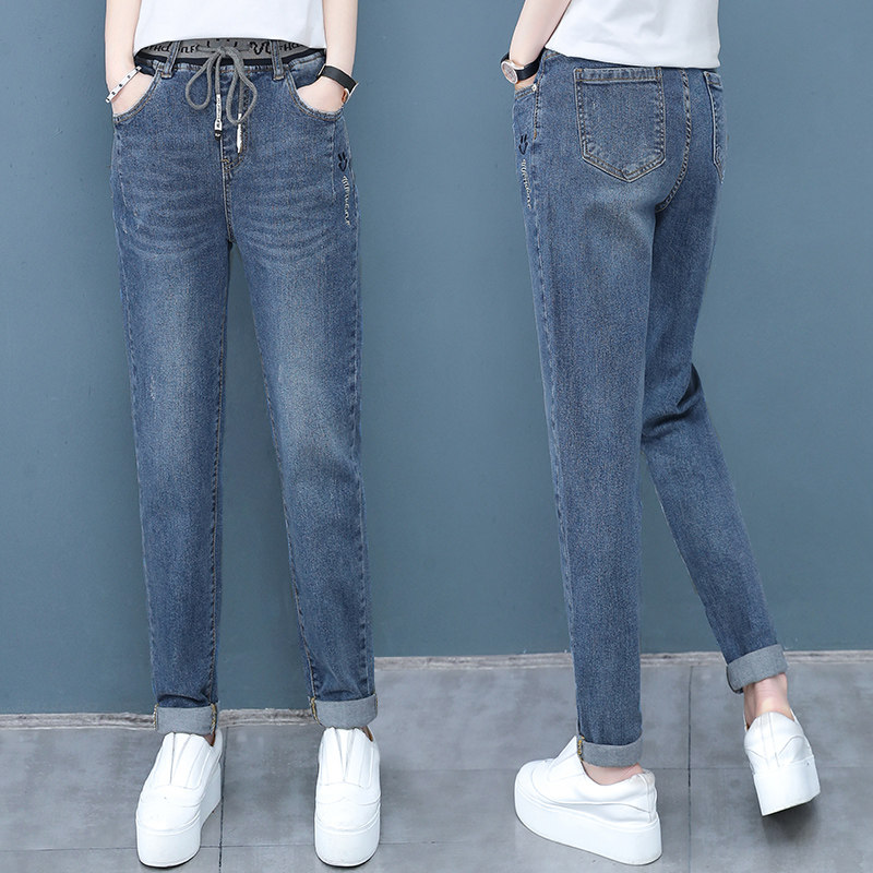 以纯官方旗舰店韩版高腰牛仔小脚裤2020早秋新款盐系女裤子烟筒裤