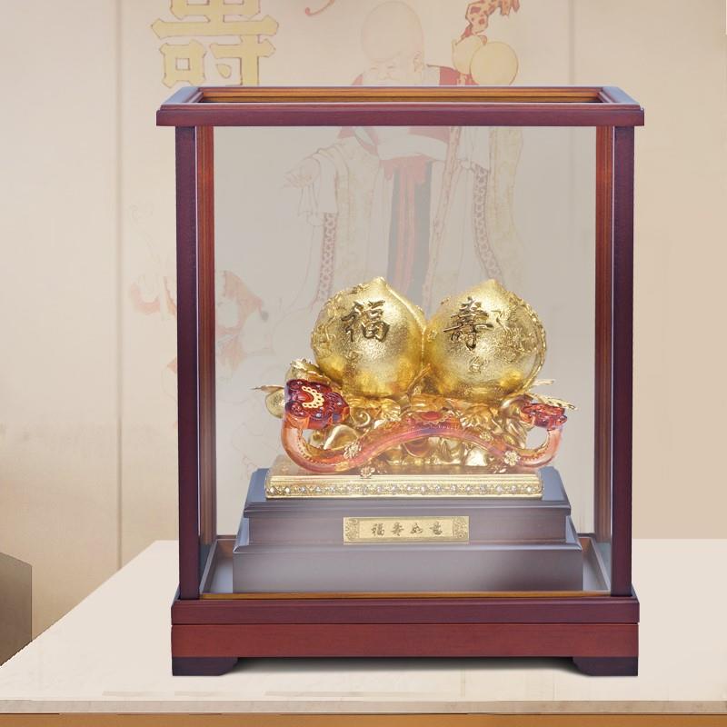 足金金箔寿桃如意摆件送长辈老人生日礼物大寿贺高端纪念退休礼品