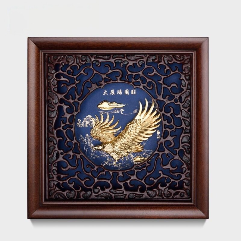 大展鸿图金箔画装饰画创意商务办公室会议礼品开业摆件定制刻字