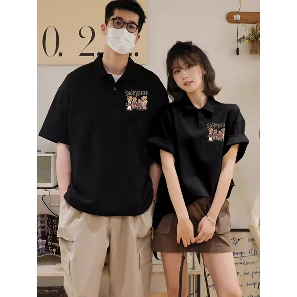 2026新款网红高级感小众polo衫四只小熊情侣装夏装短袖t恤,女装/女士精品,POLO衫,淘宝优惠券,粉丝福利购,淘宝优惠卷
