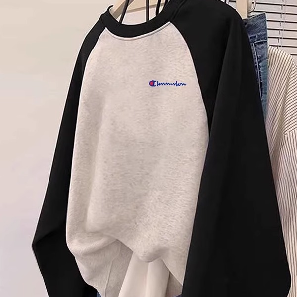 奥特莱斯 2025新款拼色圆领男女同款休闲爆款百搭加绒秋冬卫衣