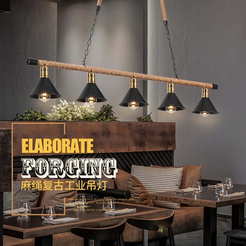 美式乡村复古麻绳吊灯头线咖啡厅酒吧吧台餐厅工业麻绳吧台吊灯