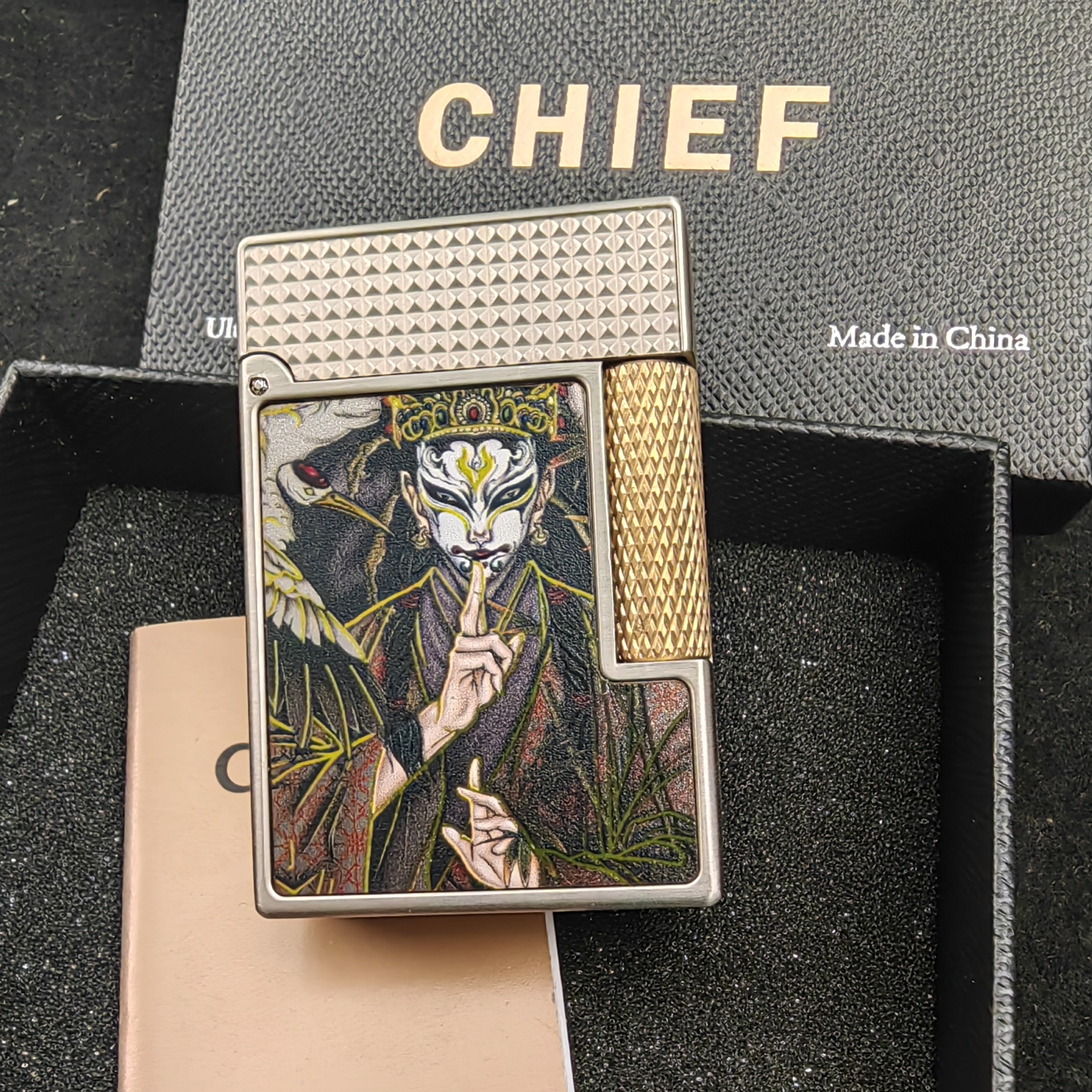 首领打火机802侧滑正品煤油打火机白鹤童子防风送男友礼物