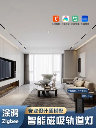 智能涂鸦Zigbee 米家 磁吸轨道灯嵌入式明装超薄格栅无主泛光灯