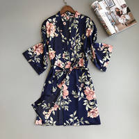 dressing gown fashion delicate pink floral women home robes thumbnail 2