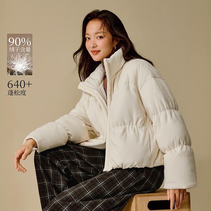 茵曼可露丽针织小欧包羽绒服2025冬季女装新款宽松加厚保暖外套