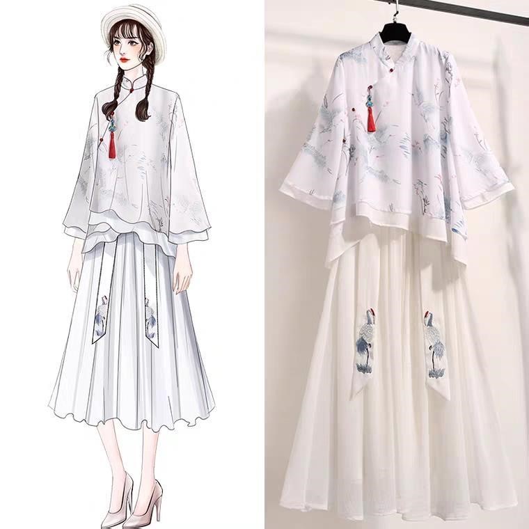 汉服女夏季仙气学生古装日常可穿唐装改良版女新中式国风班服茶服