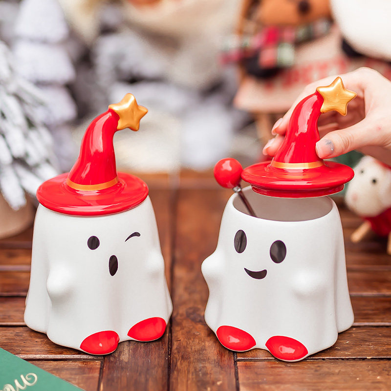 搞怪可爱马克杯带盖水杯圣诞节礼物陶瓷杯子送男友女生日伴手礼品