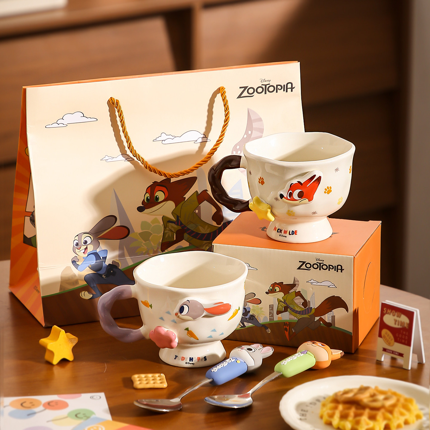 疯狂动物城陶瓷马克杯高脚杯可爱家用水杯女咖啡杯早餐杯生日礼物