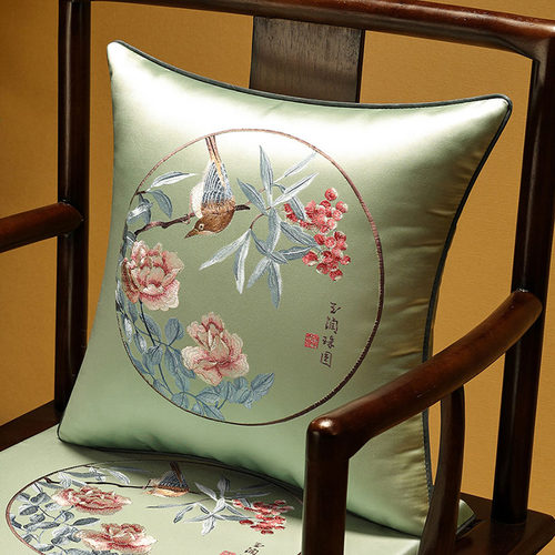 中式实木椅子腰枕靠垫中国风客厅红木沙发抱枕靠背床头靠枕靠背垫