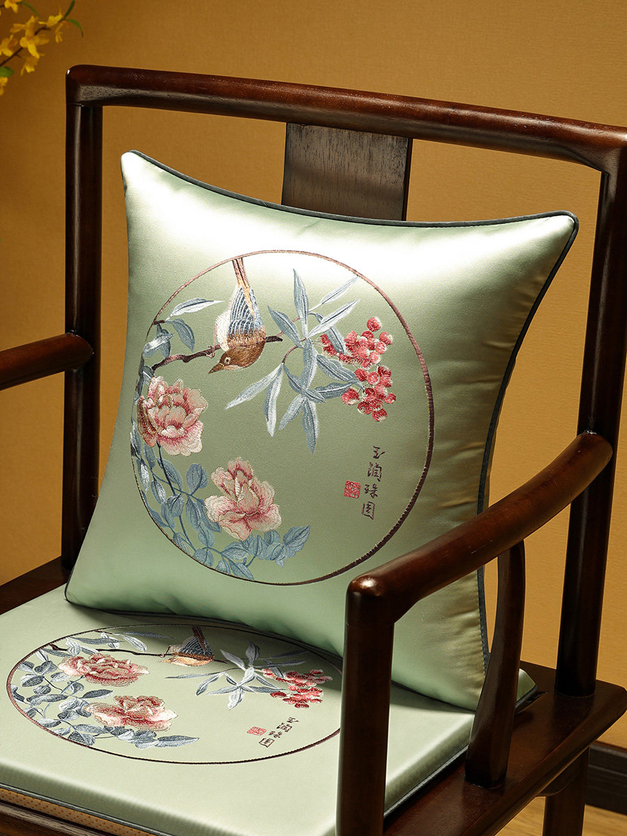 中式实木椅子腰枕靠垫中国风客厅红木沙发抱枕靠背床头靠枕靠背垫