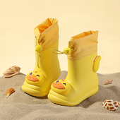 儿童雨鞋 男童1一3岁半卡通黄鸭中筒束口轻便软底防滑宝宝雨靴女宝