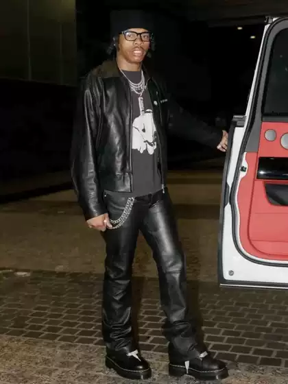 In Stock Erd 24Fw Melancholic Rich Second-Generation Leather Pants, Large Smoke-Dyed, Super Handsome, Slim-Fit, Slightly Loose Casual Pants