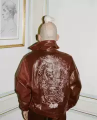 New Product Erd25Ss “Principles of Love” Western-Style Red Embroidered Leather Jacket in Stock and Ready to Ship Immediately