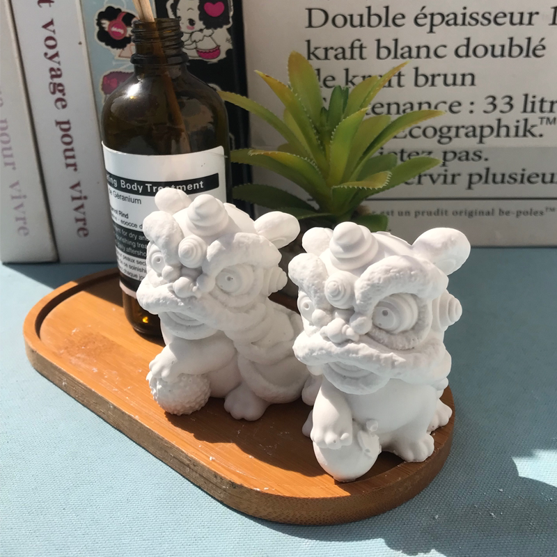 醒狮头硅胶模具大吉大利摆件硅胶磨具动物一对小醒狮蜡烛磨具造型图片