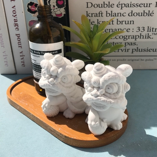 醒狮头硅胶模具大吉大利摆件硅胶磨具动物一对小醒狮蜡烛磨具造型