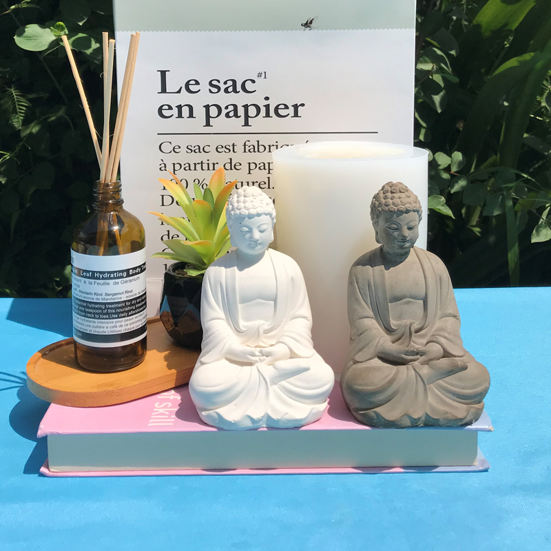 青砂石国潮和尚摆件硅胶模具释迦摩尼佛像磨具立体佛头工艺品定制