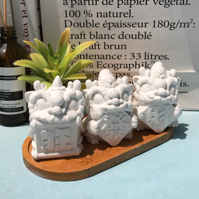 青少年宫文创教具采购课题活动硅胶磨具创意发财小醒狮旺字醒狮头图片