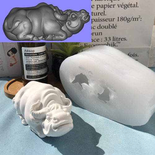 硅胶模具3D打印招财卧牛摆件礼品定制香薰手工小牛模型