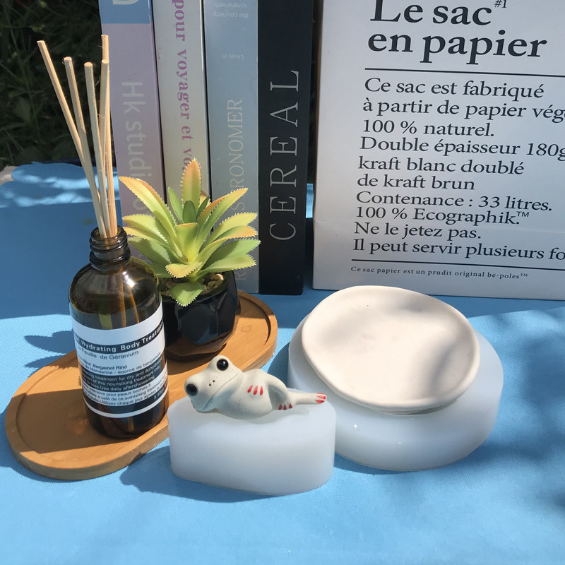 禅意荷叶底座小青蛙硅胶模具组合逍遥娃莲荷叶茶宠工艺品磨具定制
