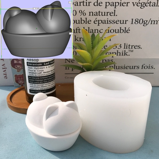 水泥摆件硅胶模具无相猫底座磨具站立元宝猫咪磨具香薰蜡烛硅胶模