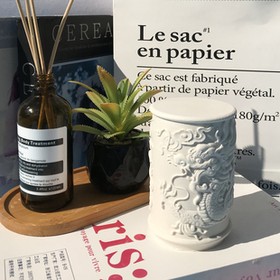 龙柱头蜡烛模具龙纹柱香薰摆件硅胶磨具浮雕舞龙圆柱烛台龙凤磨具