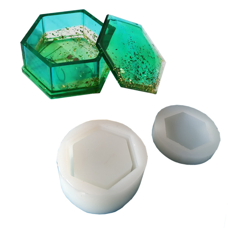 diy水晶滴胶六角收纳盒硅胶模具 创意网红首饰盒摆件礼物制作磨具