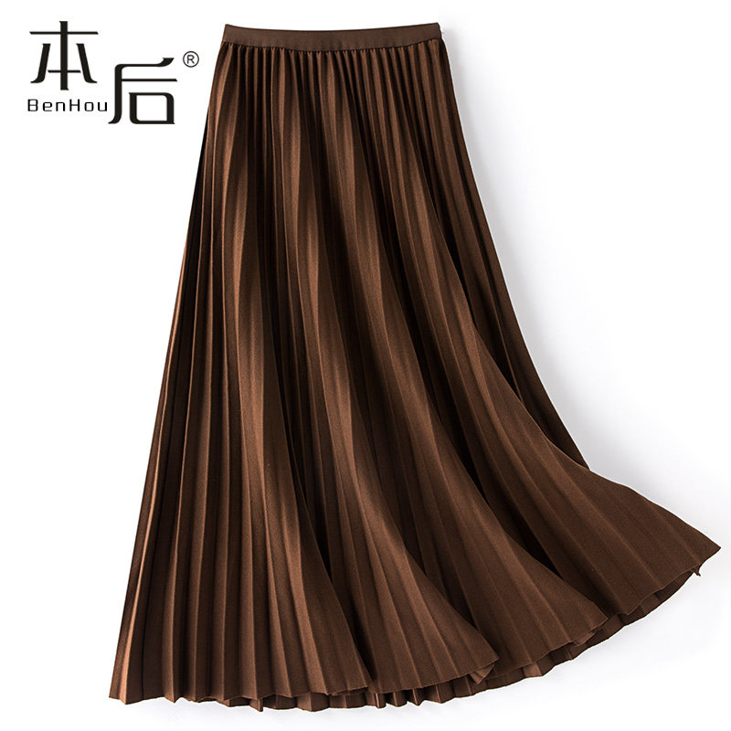 0840 保暖厚百褶毛呢半身裙冬秋女中长款2025新款a字百褶裙小个子