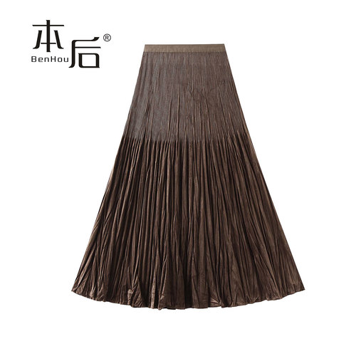 「暮色丝语」丝绒百褶半身裙