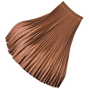 仿鹿皮绒百褶裙半身裙秋冬中长款a字裙新款高腰显瘦遮垮小个子