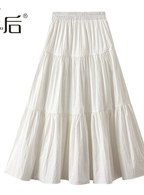 0531 温柔文艺风蛋糕裙半身裙春秋女2025新款高腰中长款仙女A字裙