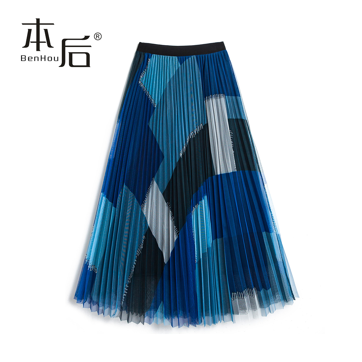 BenHou/本后1805几何印花纱裙