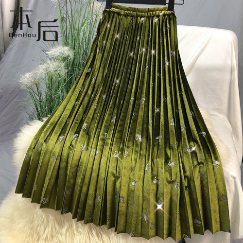 29841-小天鹅烫金丝绒半身裙