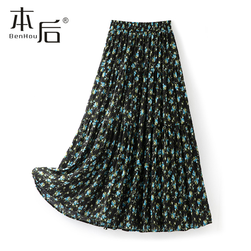 0909-大摆碎花蛋糕半身裙