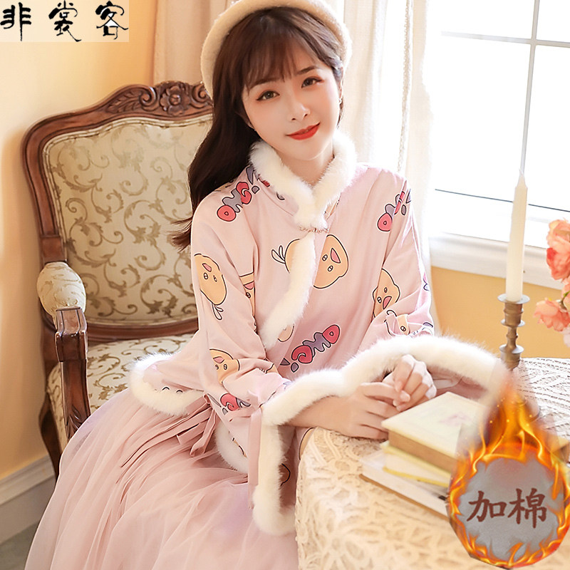 冬季汉服女 过年 古风加厚甜美少女冬天穿的古风日常可穿两件套装