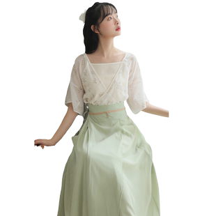 可以穿着上班的汉服女款夏季仙气飘逸古风女中国风上衣下裙三件套