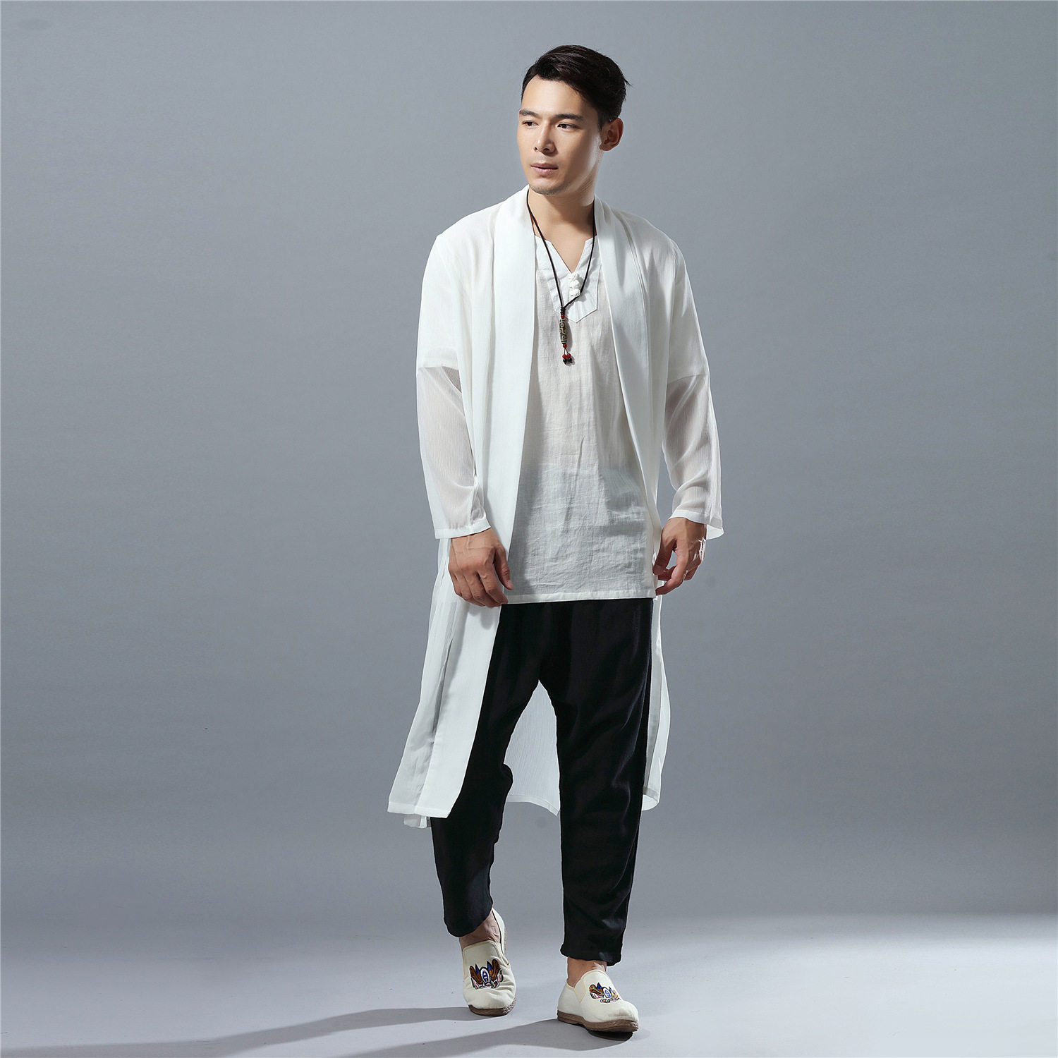 薄外套男春夏休闲2026新款设计感中国风男装纯色雪纺衫薄款遮阳衫