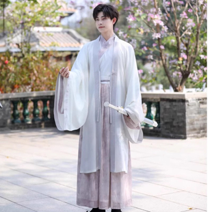 汉服秋冬款成人男古装中国风仙侠大袖衫交襟上衣马面裙套装演出服