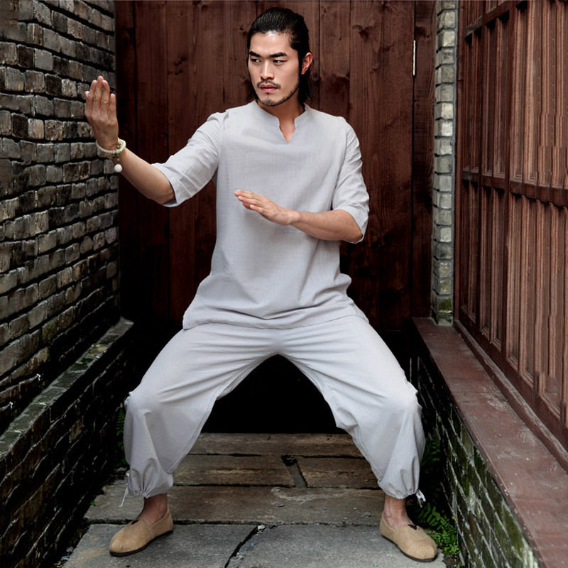 棉麻居士服太极服男款新款