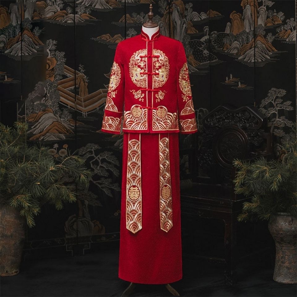 唐装男款中式秀禾服结婚新郎服图片